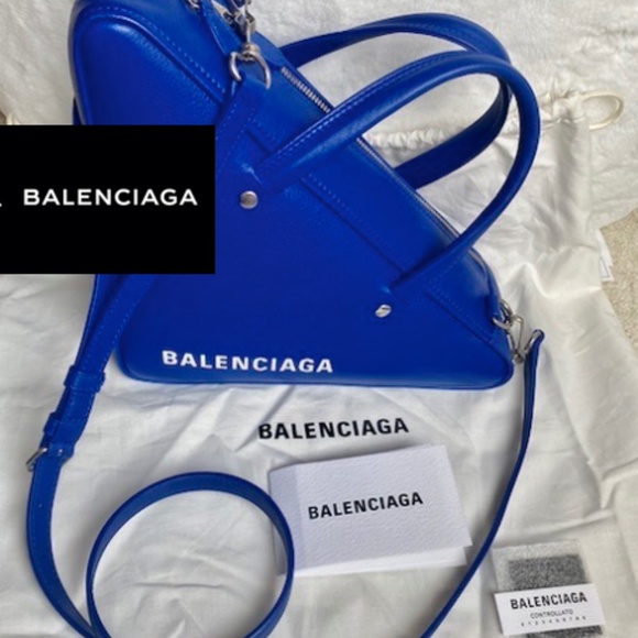 balenciaga blue triangle bag
